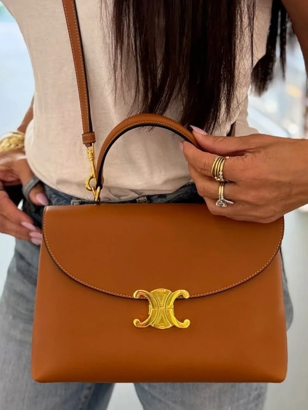 New!!! Celine Supple Calfskin Medium Nino Bronze Authenticated BROWN Tan - Picture 1 of 16